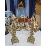 Pair candelabra and an easel stand
