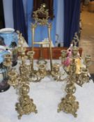 Pair candelabra and an easel stand