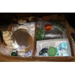 Two boxes assorted, including studio glass#