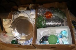 Two boxes assorted, including studio glass#