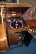 Oak wind up gramophone