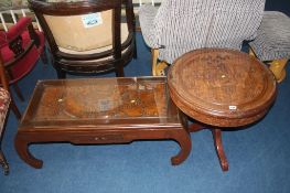 Two Oriental carved tables