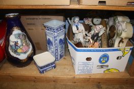 Various figures, decorative vases etc.