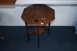 A carved octagonal table