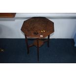 A carved octagonal table