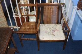 Two cane work chairs