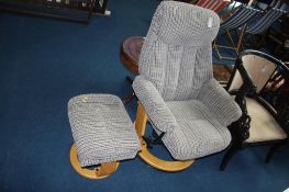 Reclining armchair and footstool