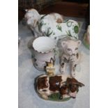 A quantity of Rye pottery horses, a cat etc.