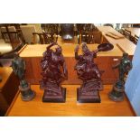 Two pairs of spelter figures