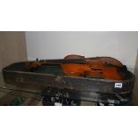 Violin and fitted hard case, bears label E. Dodds maker and repairer, Newcastle, 1859