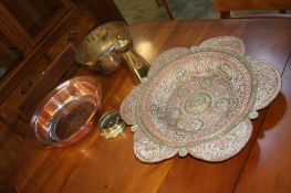 A Middle Eastern copper bowl etc.