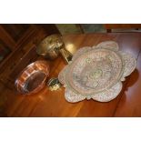 A Middle Eastern copper bowl etc.