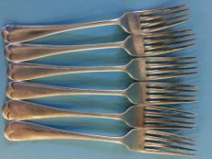 Six silver dessert forks. Weight 8.1oz/253 grams