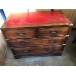 A reproduction mahogany Campaign style chest of drawers, with two short and two long drawers, with