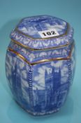 Six modern Ringtons blue and white tea caddies