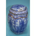 Six modern Ringtons blue and white tea caddies