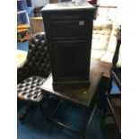 A bedside cabinet and an oak barley twist occasional table