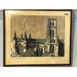 Norman Wade, limited edition print, 16/200, 'Durham Cathedral', signed in pencil, dated xx75, 31cm x