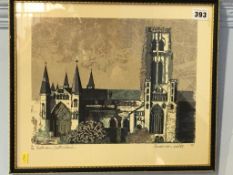 Norman Wade, limited edition print, 16/200, 'Durham Cathedral', signed in pencil, dated xx75, 31cm x