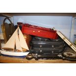 Wall clock, model yacht, picnic hamper etc.