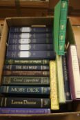 Box of Folio books to include 'Brideshead Revisited', 'Completer Nonsense', 'Wind in the Willows', 5