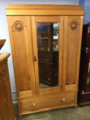 Oak mirror door wardrobe