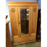 Oak mirror door wardrobe