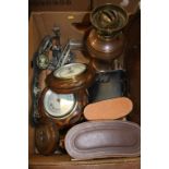 Three pairs of binoculars, oil lamp, three barometers etc.