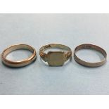 Three 9ct gold rings. Weight 5.9 grams