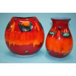 Two Poole Volcano vases
