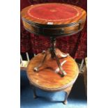 Reproduction mahogany Drum table and a pad foot table