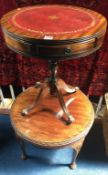 Reproduction mahogany Drum table and a pad foot table