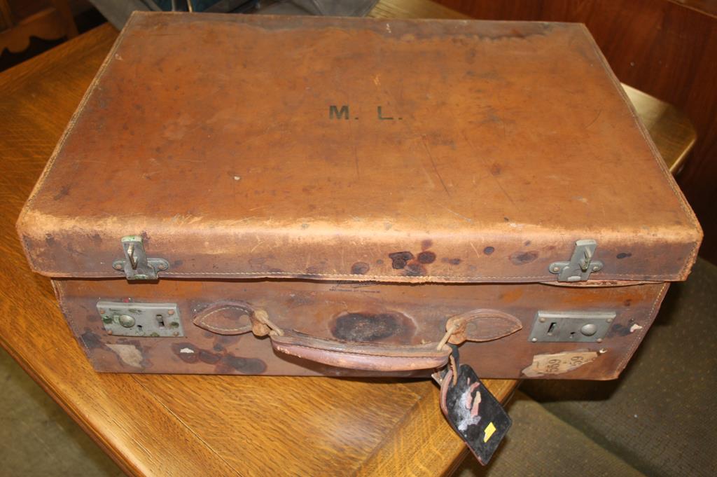 A John Pound leather case and a travelling vanity case, with five silver top bottles - Image 7 of 10