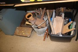 Small wood steps, tool chest and a quantity of wood working tools