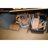 Small wood steps, tool chest and a quantity of wood working tools