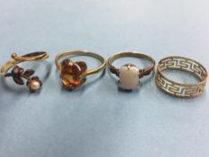 Two 9ct gold dress rings, a 585 Greek key and another. Total weight 6.4 grams