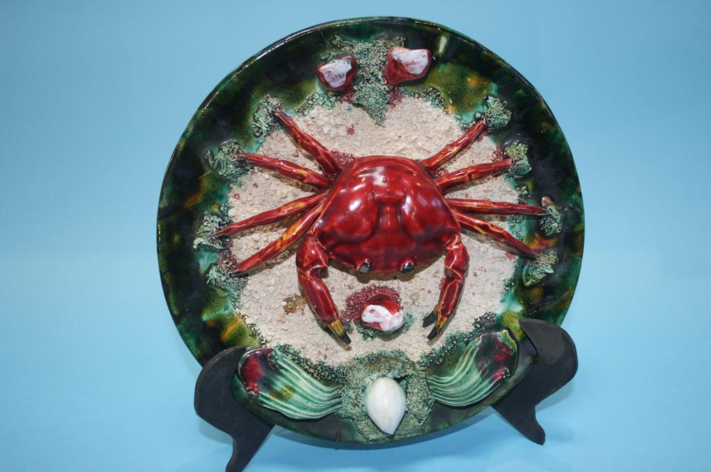 Two Roque Gaeras Obidos Palissy style plates, one decorated with a crab, the other with a lobster - Image 2 of 6