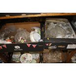 3 boxes of miscellaneous, Limoges, Aynsley, Maling, glassware etc.