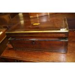 A 19th century rosewood brass bound Campaign style writing slope. 61cm wide