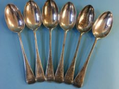 Six silver dessert spoons. Weight 8.7oz/273 grams