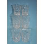 Six cut glass tumblers