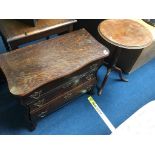 A tripod occasional table and a small oak chest of drawers