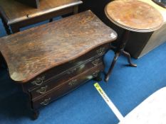 A tripod occasional table and a small oak chest of drawers