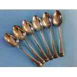 Six silver teaspoons. Weight 2.4oz/76.5 grams