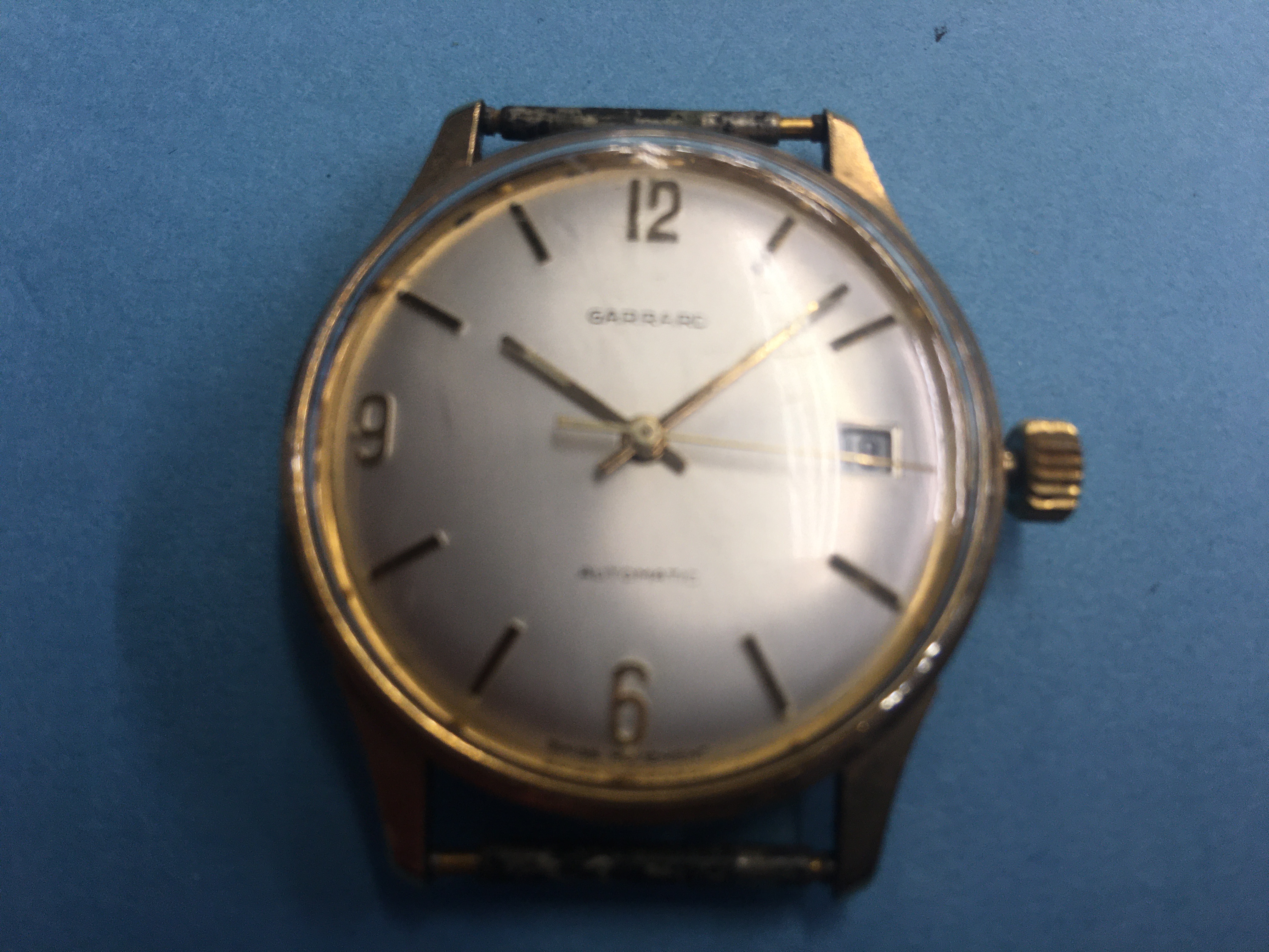 A Gentleman's Garrard automatic wristwatch with batons and numerals, with date apertures