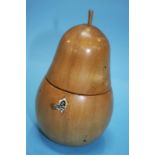 A Treen pear shaped tea caddy