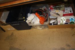 Four boxes of tools, paperweights, pictures etc.