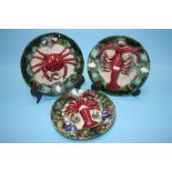 Two Roque Gaeras Obidos Palissy style plates, one decorated with a crab, the other with a lobster