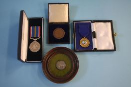 Boxed National Service medal and various coins and medals