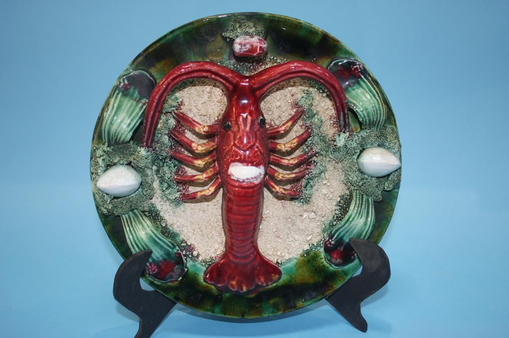 Two Roque Gaeras Obidos Palissy style plates, one decorated with a crab, the other with a lobster - Image 6 of 6